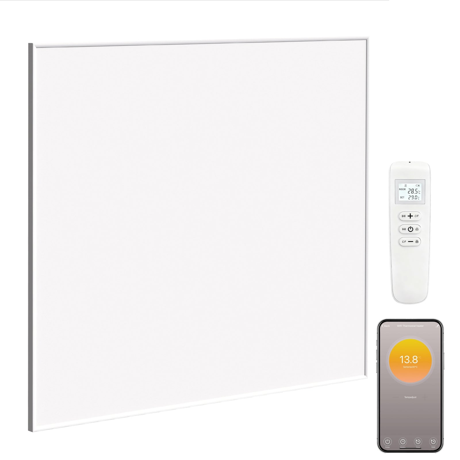 HOMCOM 520w Smart Electric Heater, Wall Far Infrared Panel Radiator, White