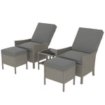 5 Pcs Rattan Garden Furniture Set W/ Cushions | Dark Gray