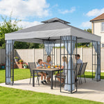 3 X 3(m) Patio Gazebo Canopy Garden Pavilion W/ 2 Tier Roof | Light Grey