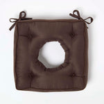 Faux Suede Coccyx Dining Chair Cushion With Ties | 40cm x 40cm | Brown