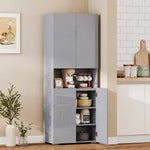 180cm Tall Kitchen Cupboard, Pantry Storage Cabinet, High Gloss | Grey