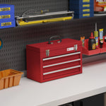 Lockable 3 Drawer Tool Chest With Ball Bearing Slide Drawers | Red