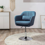 Stylish Retro Linen Swivel Tub Chair Steel Frame Cushion | One Size | Blue