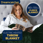 Deluxe  Xl Electric Throw Heated Double Over Blanket Soft Fleece 9 Heat & 12hr Timer Settings | XL | Green