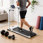 Folding Protective Indoor Treadmill | White
