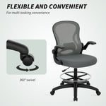 Draughtsman Chair Mesh Chair With Footrest | Charcoal Grey