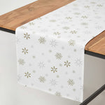 Cotton Christmas Gold Snowflake Table Runner