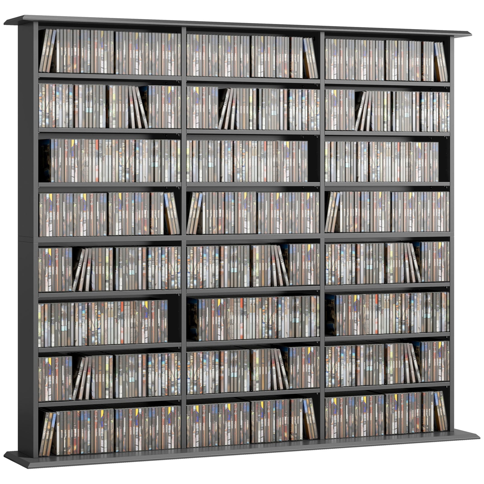 Dvd Storage Unit, Media Storage Shelf With 24 Compartments | Black