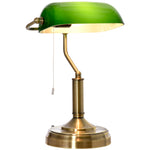 Banker's Table Lamp W/ Antique Bronze Tone Base | One Size | Green