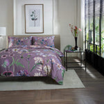 Botanical Flower Digitally Printed Duvet Cover Set – 100% Cotton, 200 Thread Count Luxury Bedding | Double | Lilac