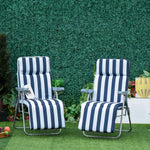 Set Of 2 Adjustable Sun Lounger Recliner Reclining Seat | Blue