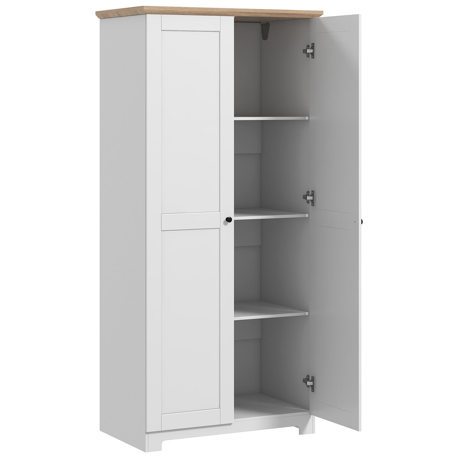 172cm Wooden Storage Cabinet, 2 Doors, 4 Shelves