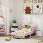 Toddler Bed, Cute Animal-themed Kids Bed Frame W/ Safety Rails, 143 X 77 X 60cm