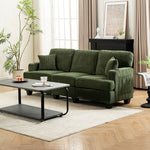 Corduroy 3-seater Couch For Living Room With Cup Holders, Wooden Frame, Soft Cushions, Modern Sofa | Green