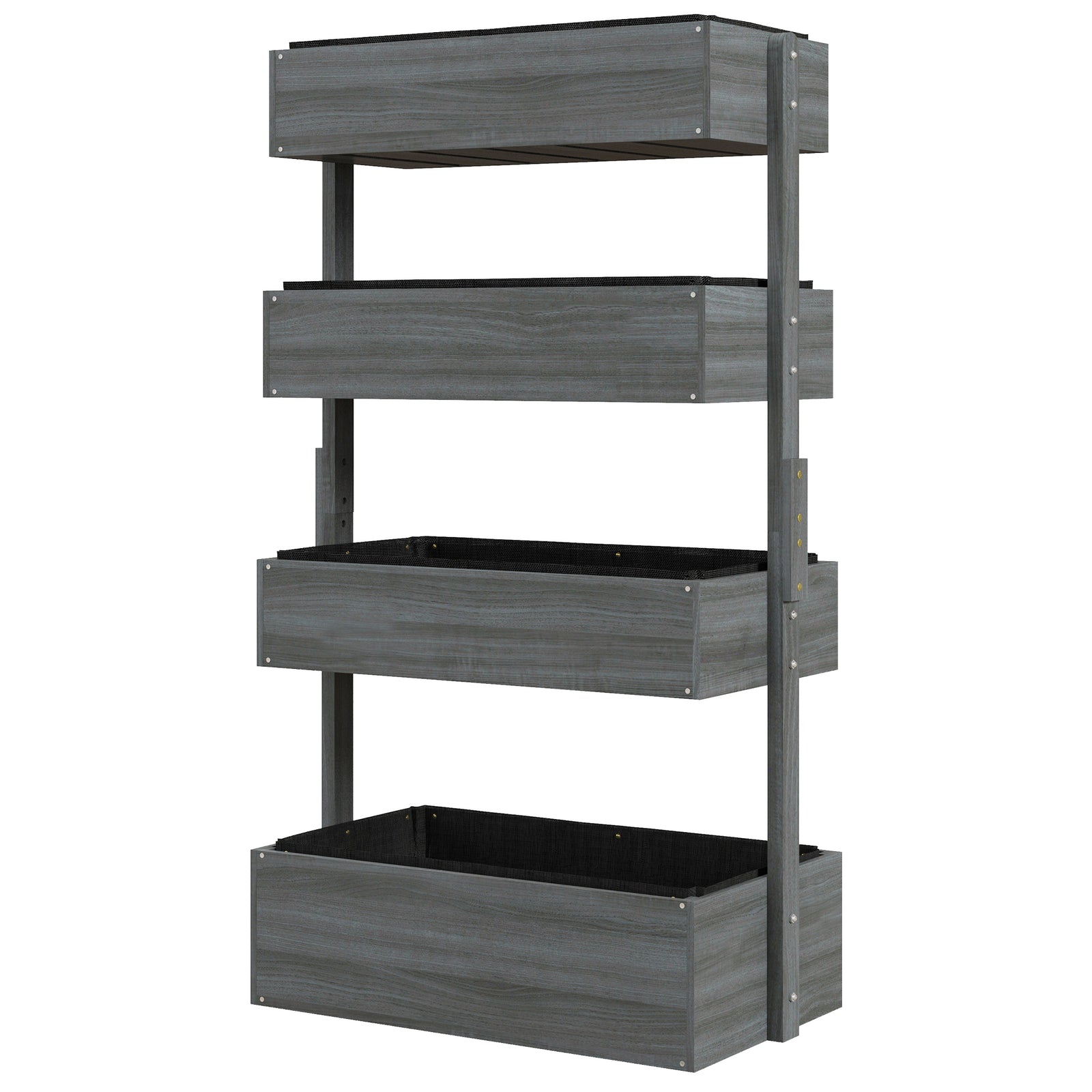 80cmx45cmx142cm 4-tier Raised Garden Bed, Grey | Gray