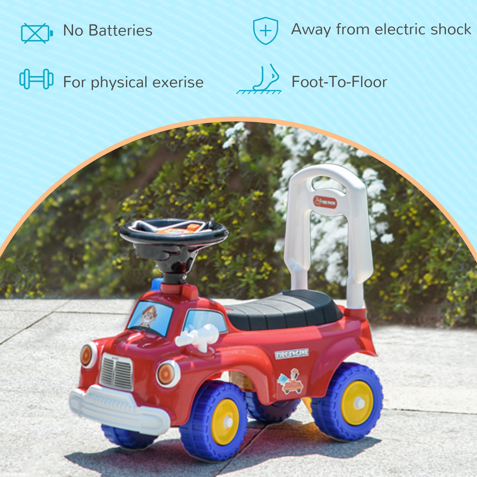 Ride On Car Foot To Floor Design With Under Seat Storage, Red