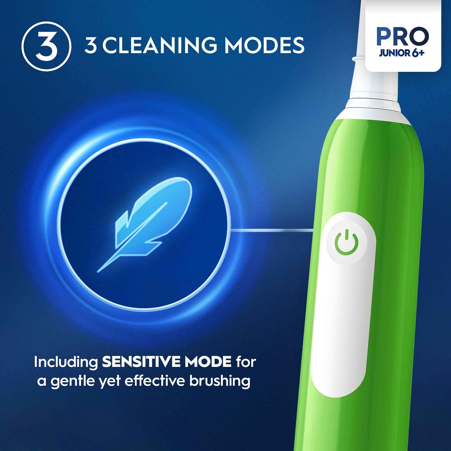 Pro Junior Electric Rechargeable Toothbrush For Kids Aged 6+, Green