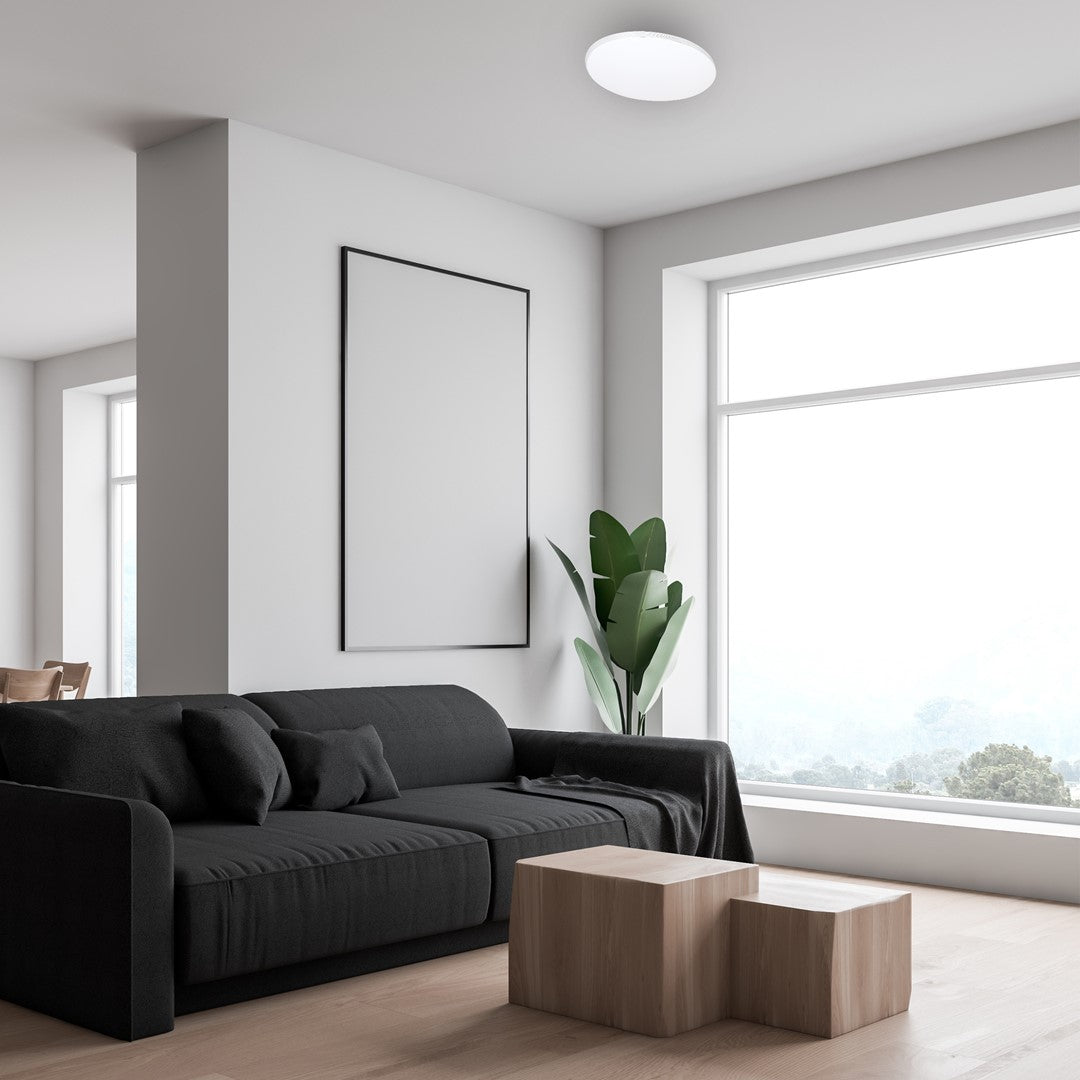 Ceiling Lamp Siena Stylish White And Chrome Circular Design Dimmable Including Remote Control | 35cm | White