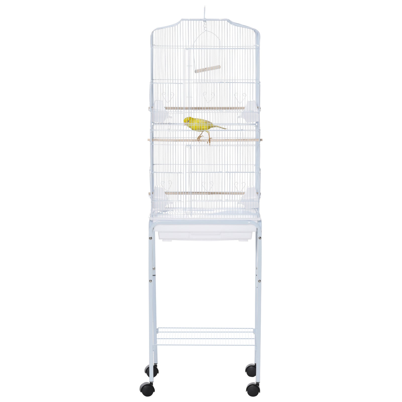 Bird Cage For Budgie Finch Canary Parakeet W/ Stand Sliding Tray | White