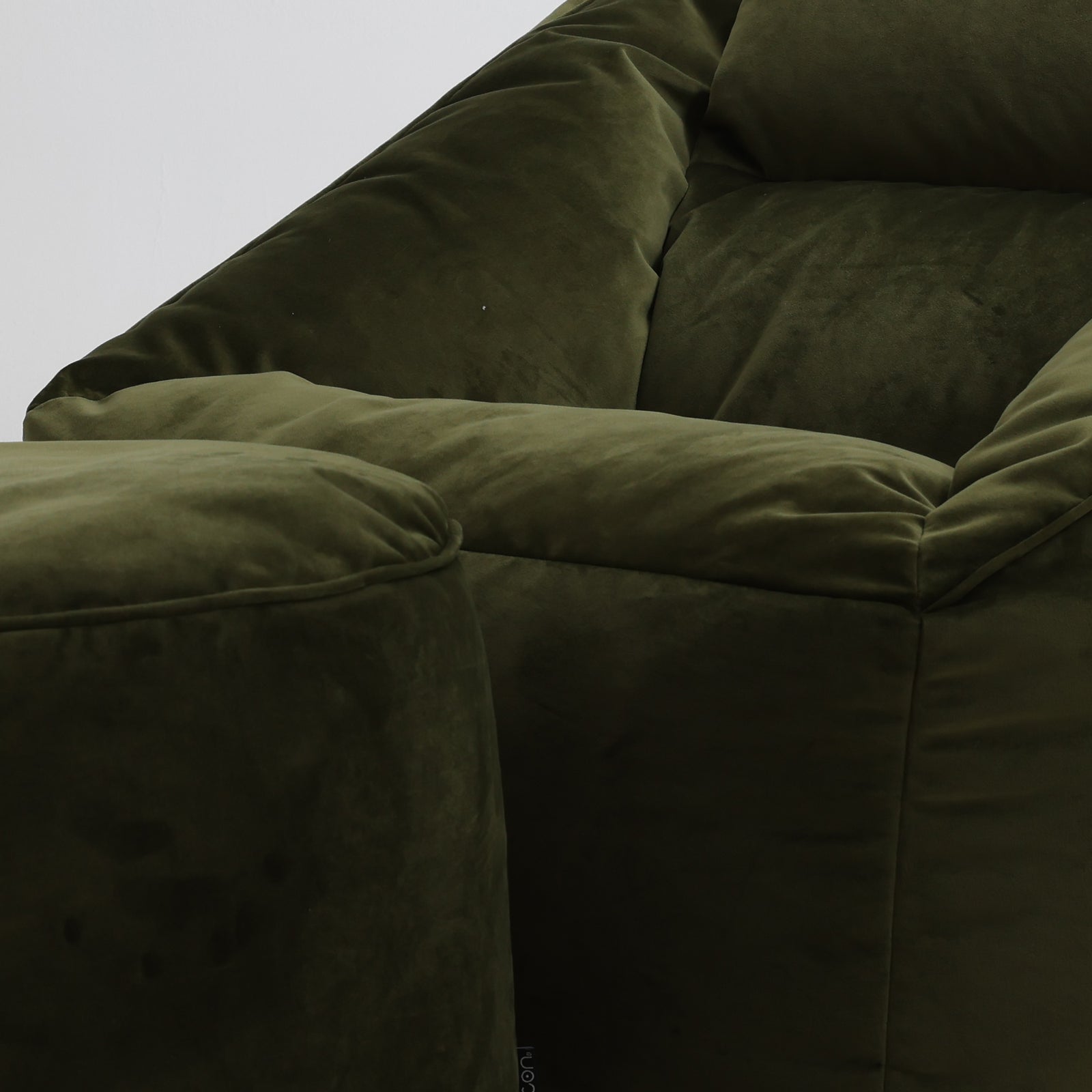 Natalia Velvet Armchair & Pouffe Set | Olive