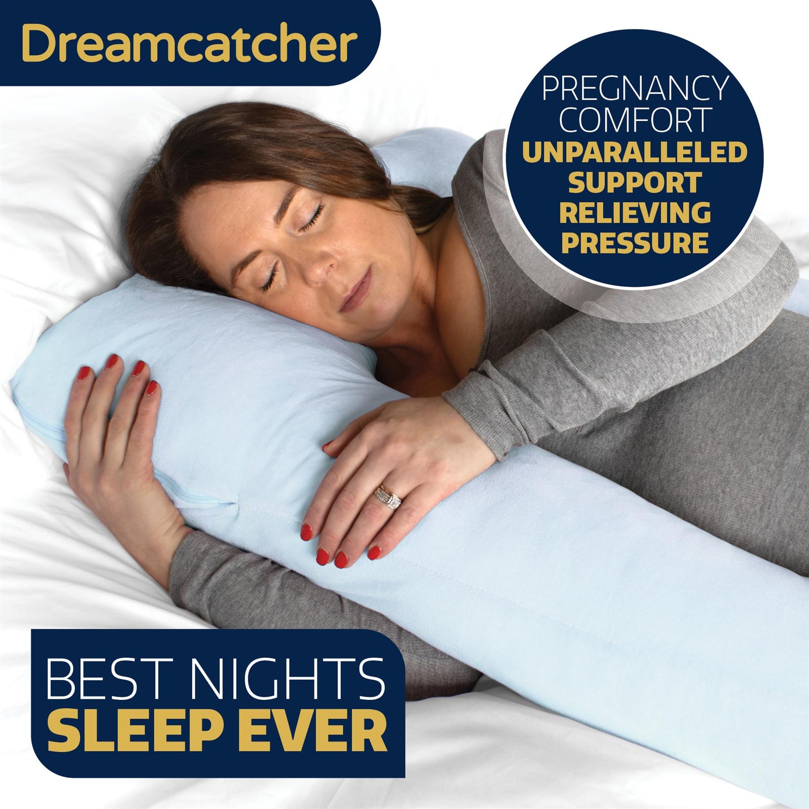 U Shaped Pregnancy Pillow, Maternity Cushion Machine Washable & Removable Velvet Cover | U Shape | Blue