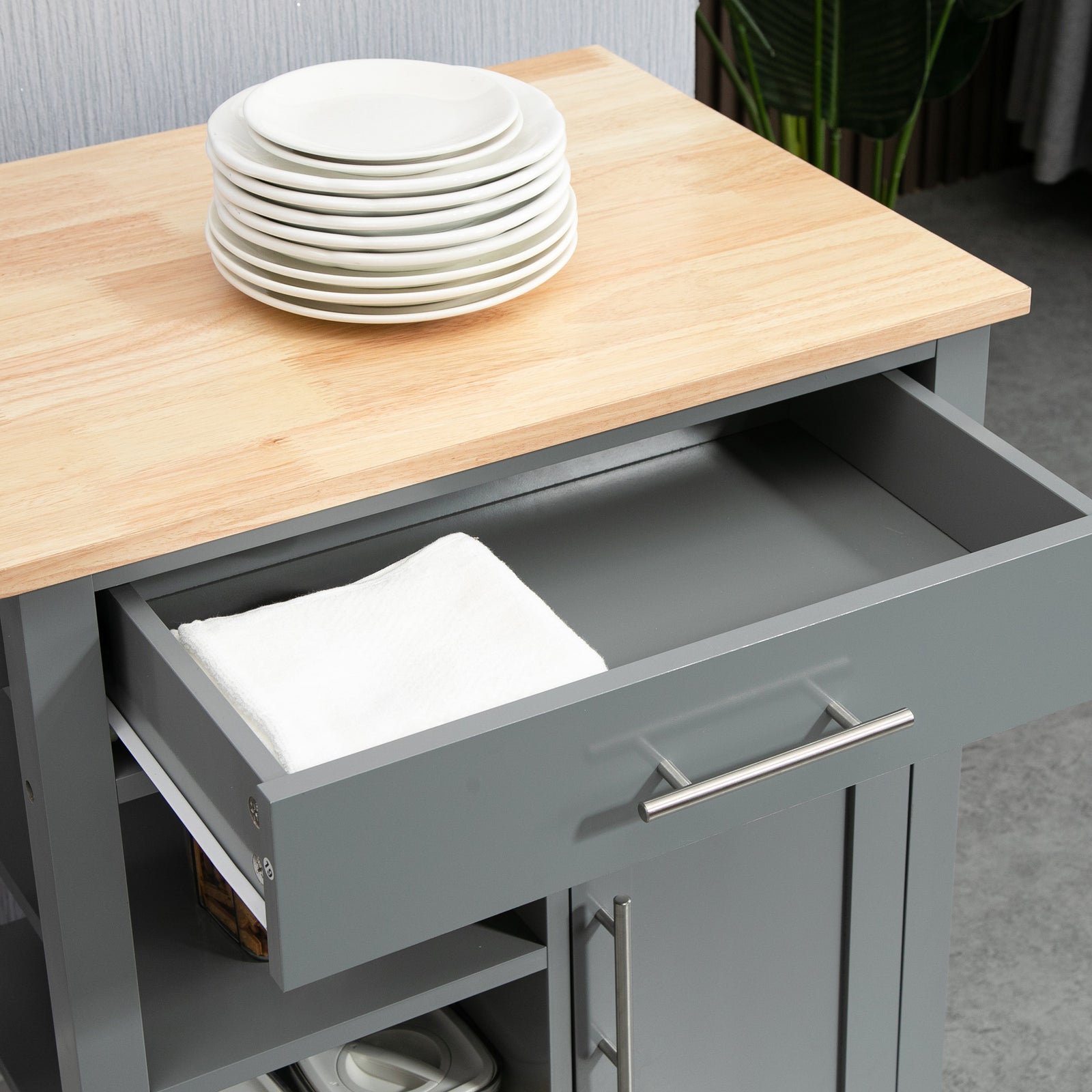 Compact Trolley With Open Shelf, Drawer