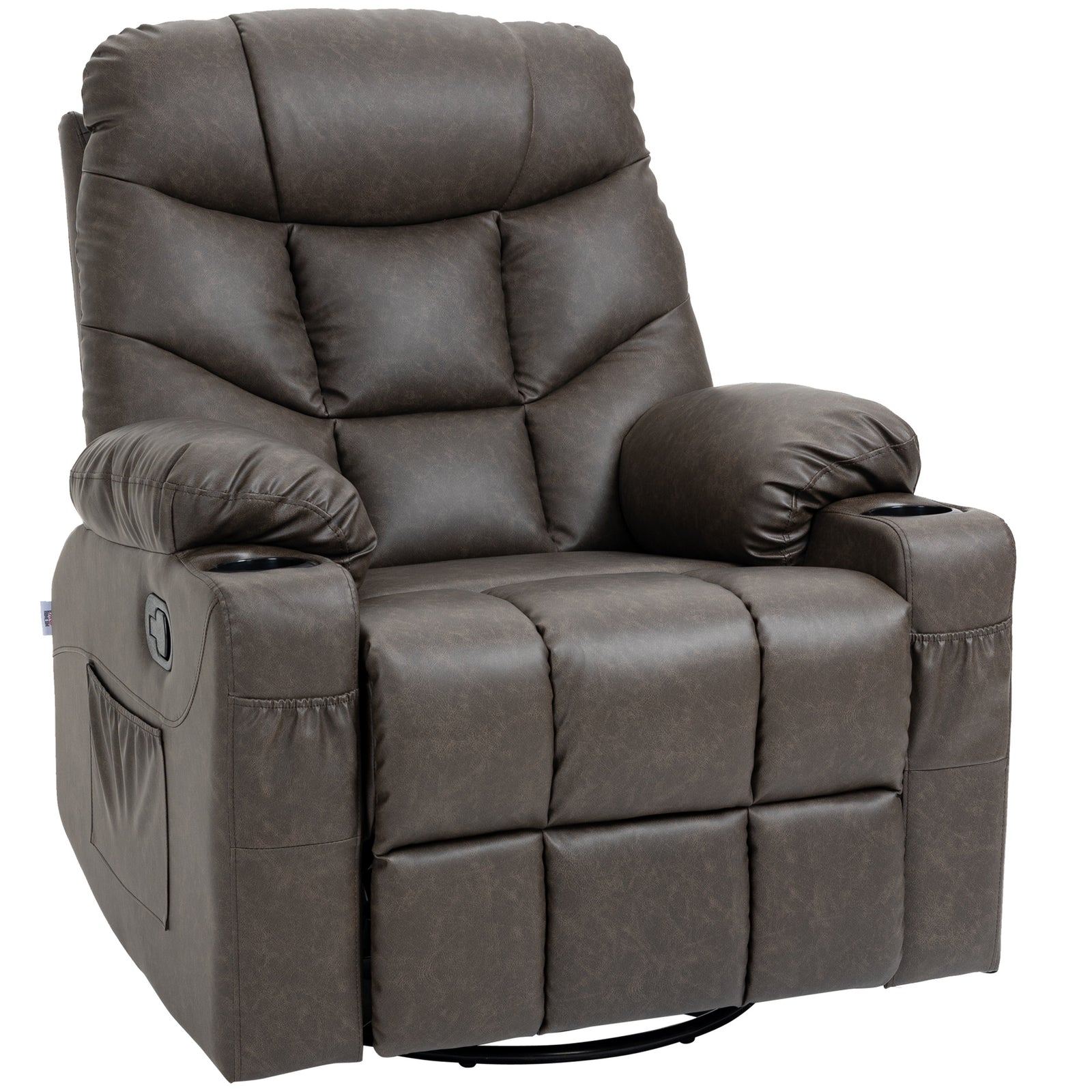 Manual Recliner Chair W/ Footrest Cup Holder | Brown