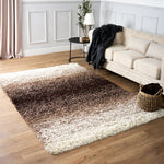 Blended Thick Shaggy Fluffy Deep Pile Living Room Rug | 80cm x 150cm | Brown