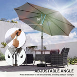 2.7 M Garden Parasol Umbrella With Cross Base, Sandbag | Light Grey