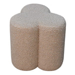Solid Mango Wood Mud Boucle Clover Footstool
