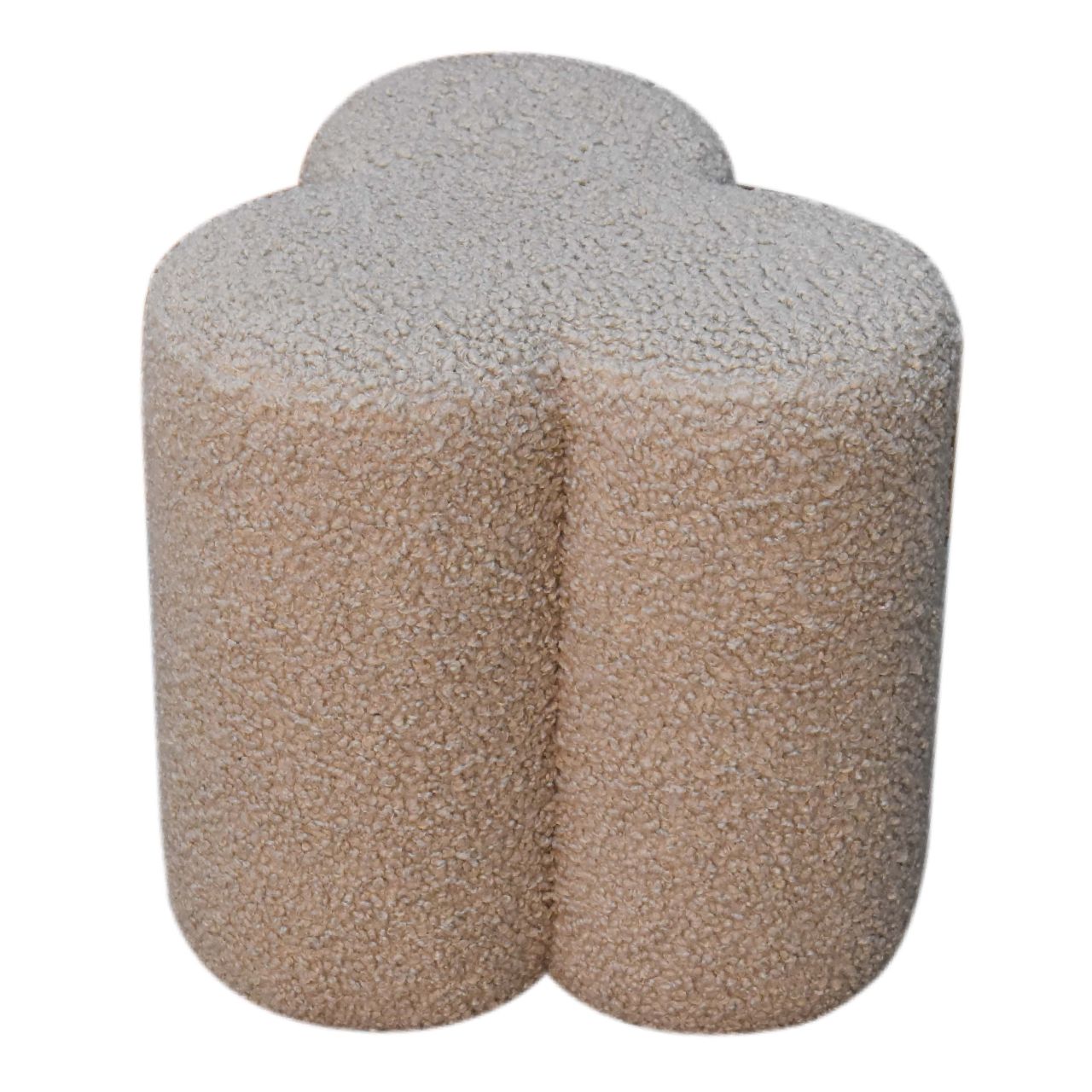 Solid Mango Wood Mud Boucle Clover Footstool