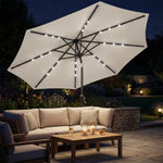 2.6 M Garden Parasol Umbrella With Light, Outdoor Patio Umbrella | Light Grey