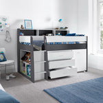 Ersa Mid Sleeper Bed With Desk With Pocket Mattress | Single | Grey