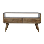 Solid Wood Curved Grey Washed Media Unit