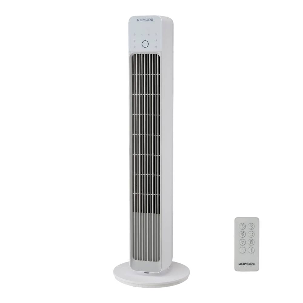 Smart Bladeless Tower Fan with Remote, 12-Speed Cooling, 90° Oscillation, Air Purification & 12H Timer