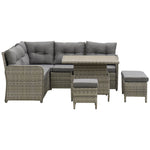 6 Pcs Patio Pe Rattan Furniture Corner Sofa