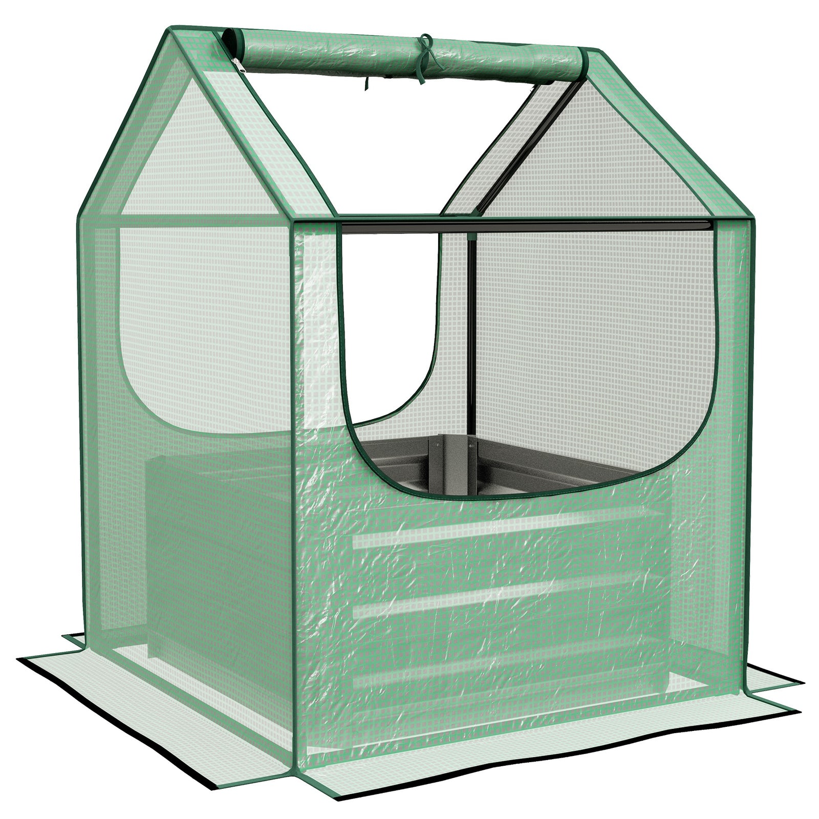 Raised Garden Bed Planter Box With Greenhouse | Green
