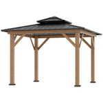 Outsunny 3.5 X 3.5m Wood Frame Hardtop Gazebo W/ Double Vented Roof