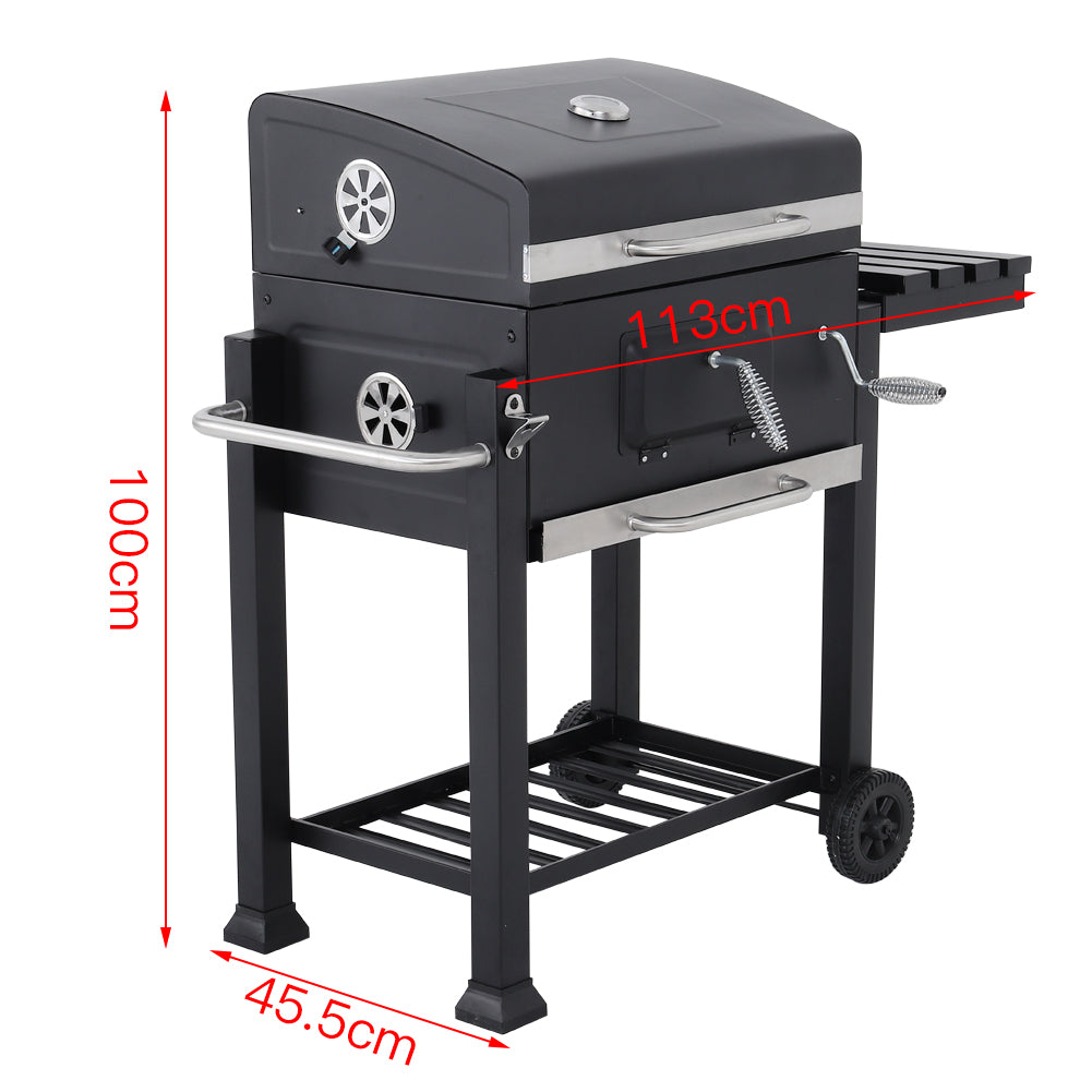 Outdoor Charcoal Bbq Grill With Portable Trolley Garden Grill