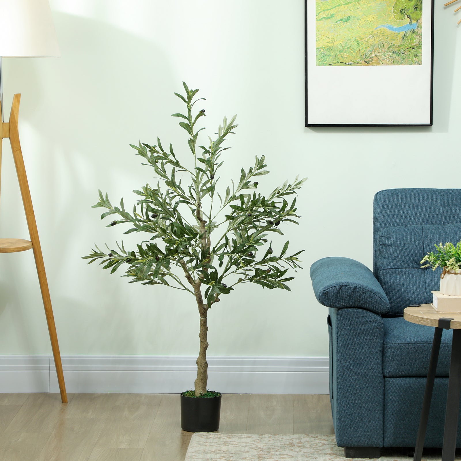 Indoor Artificial Plant, Faux Potted Silk Olive Tree | Small | Green