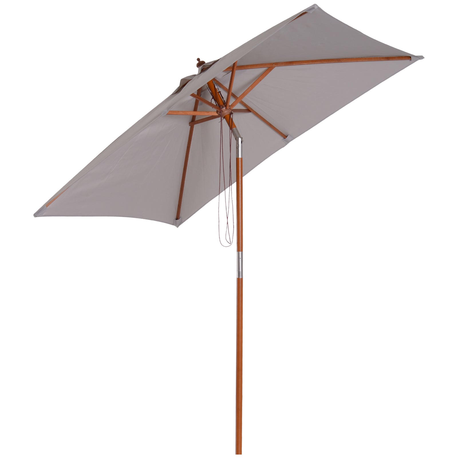 2x1.5m Wooden Patio Umbrella Parasol | Gray