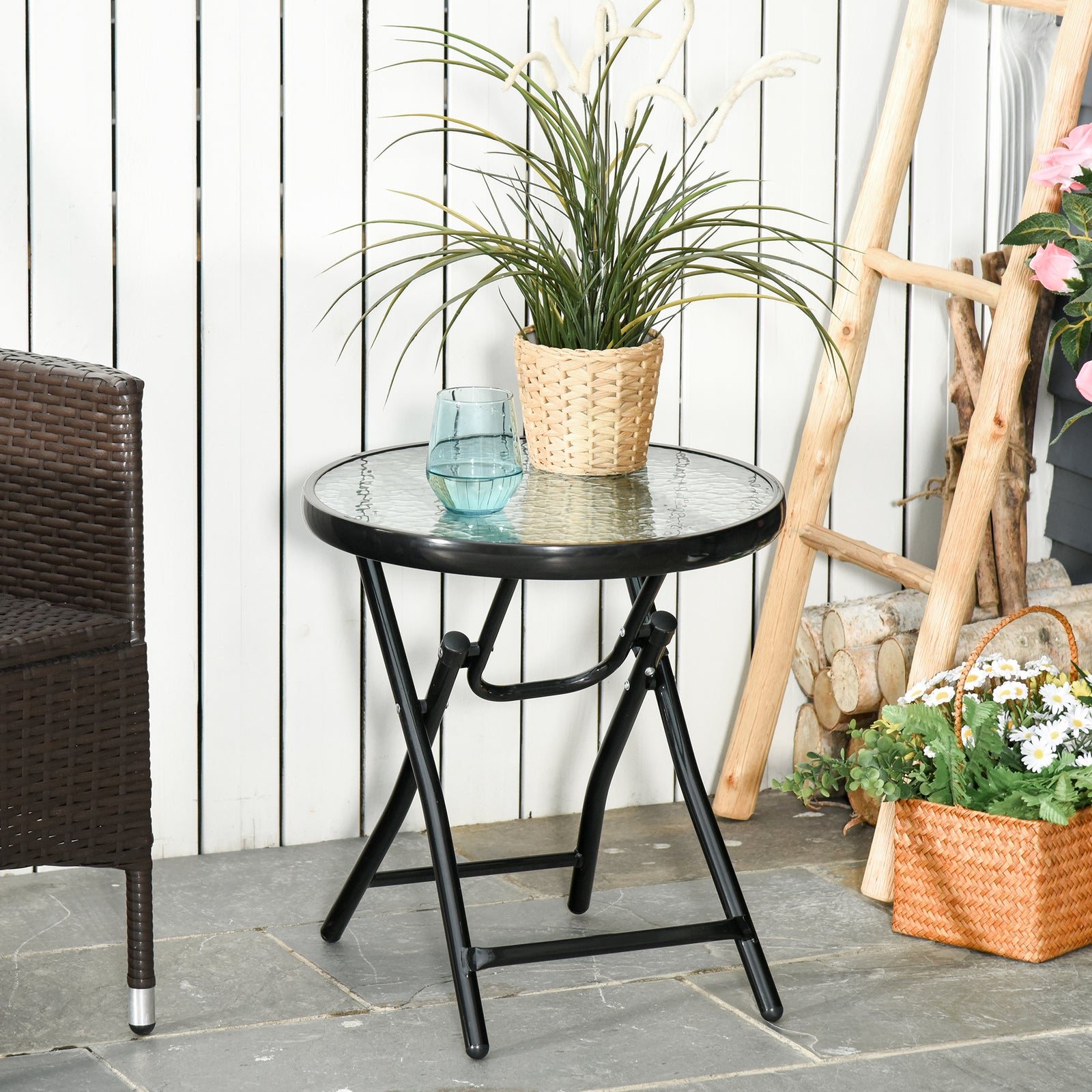 Foldable Garden Table Round Folding For Patio