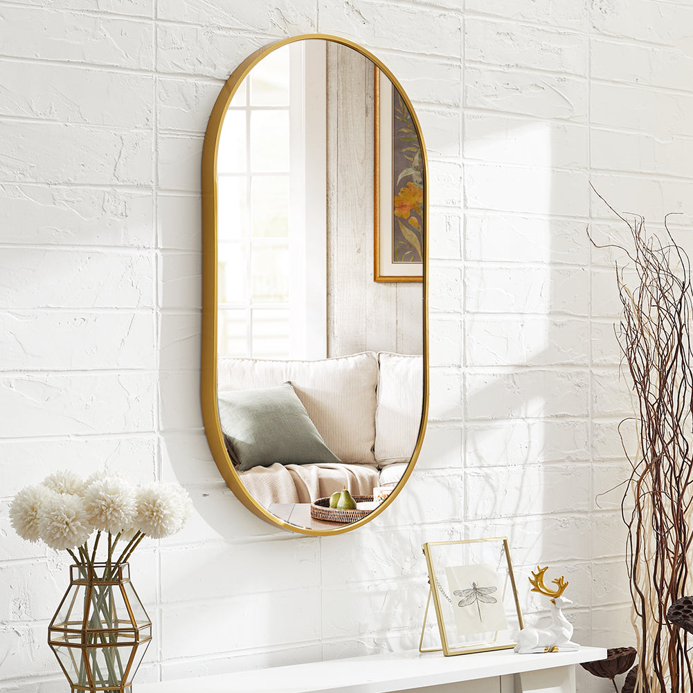 40x70cm Modern Oval Wall Mirror Metal Wall Mirror | Gold