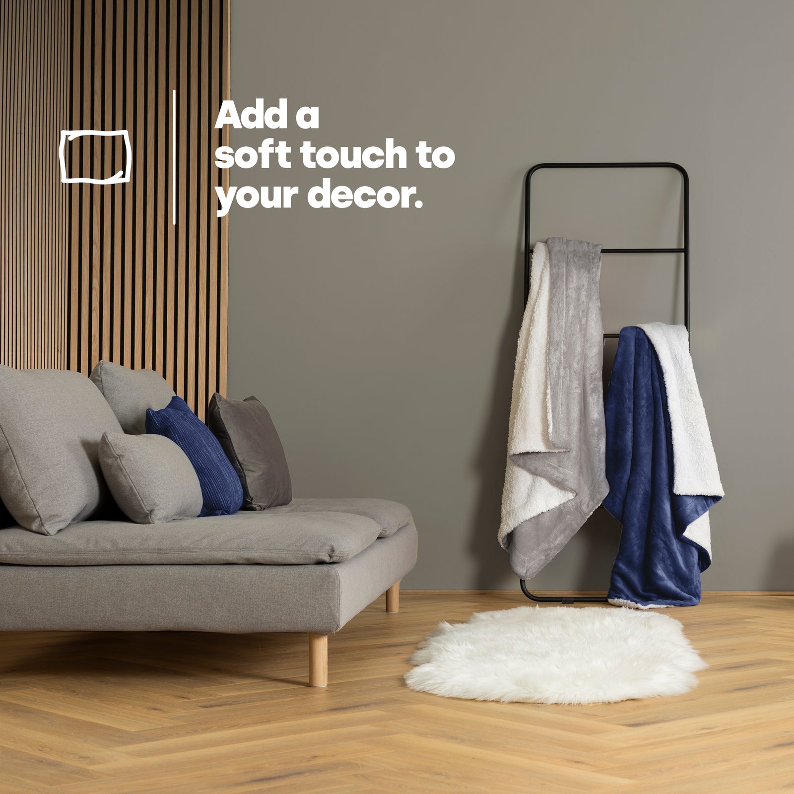 Double Sherpa Fleece Blanket - Misty Grey