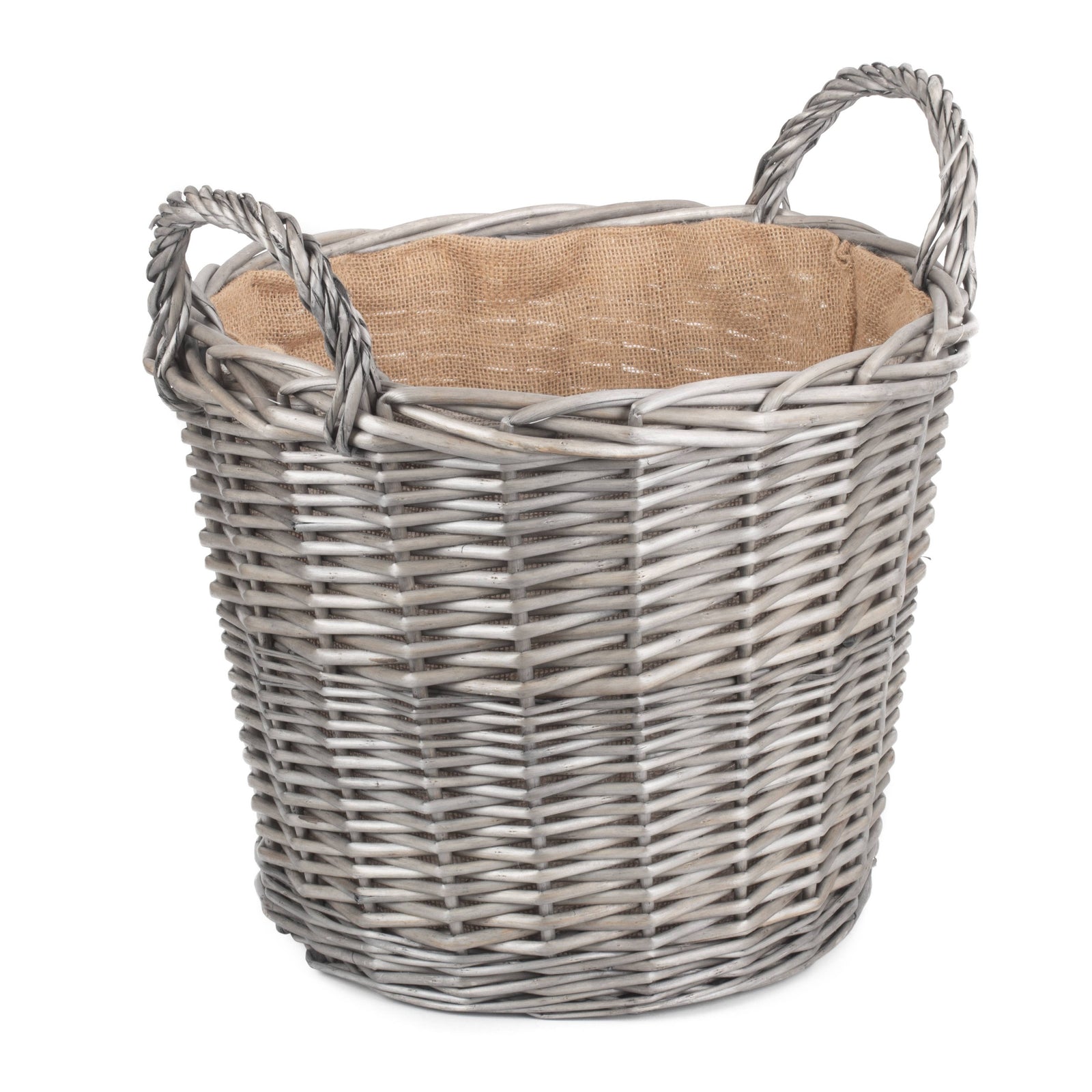 Wicker Antique Wash Finish Lined Log Basket | Large | Brown