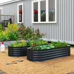 Raised Beds For Garden With Metal Plant Stakes | Set-of-2 | Dark Grey