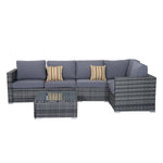 4 Pcs Rattan Outdoor Set Furniture With Sofa Loveseat Table