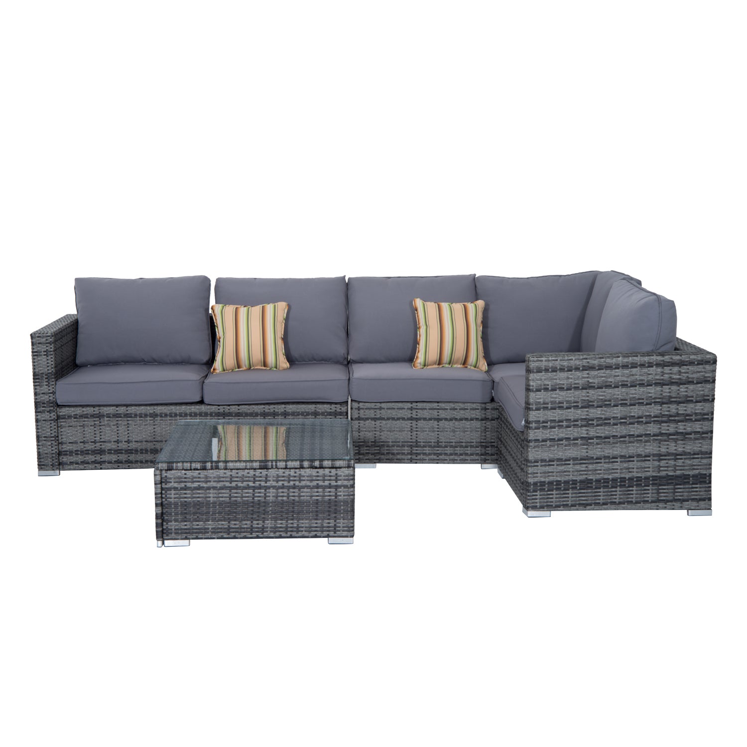 4 Pcs Rattan Outdoor Set Furniture With Sofa Loveseat Table