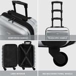 Set Of 3 Hard Shell Suitcase Cabin & Check In Cases With Tsa Lock - Overhead Cabin With Medium & Large Check-in Bag | Set of 3 | Steel