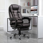 Pu Leather Executive Chair With Footrest | Brown